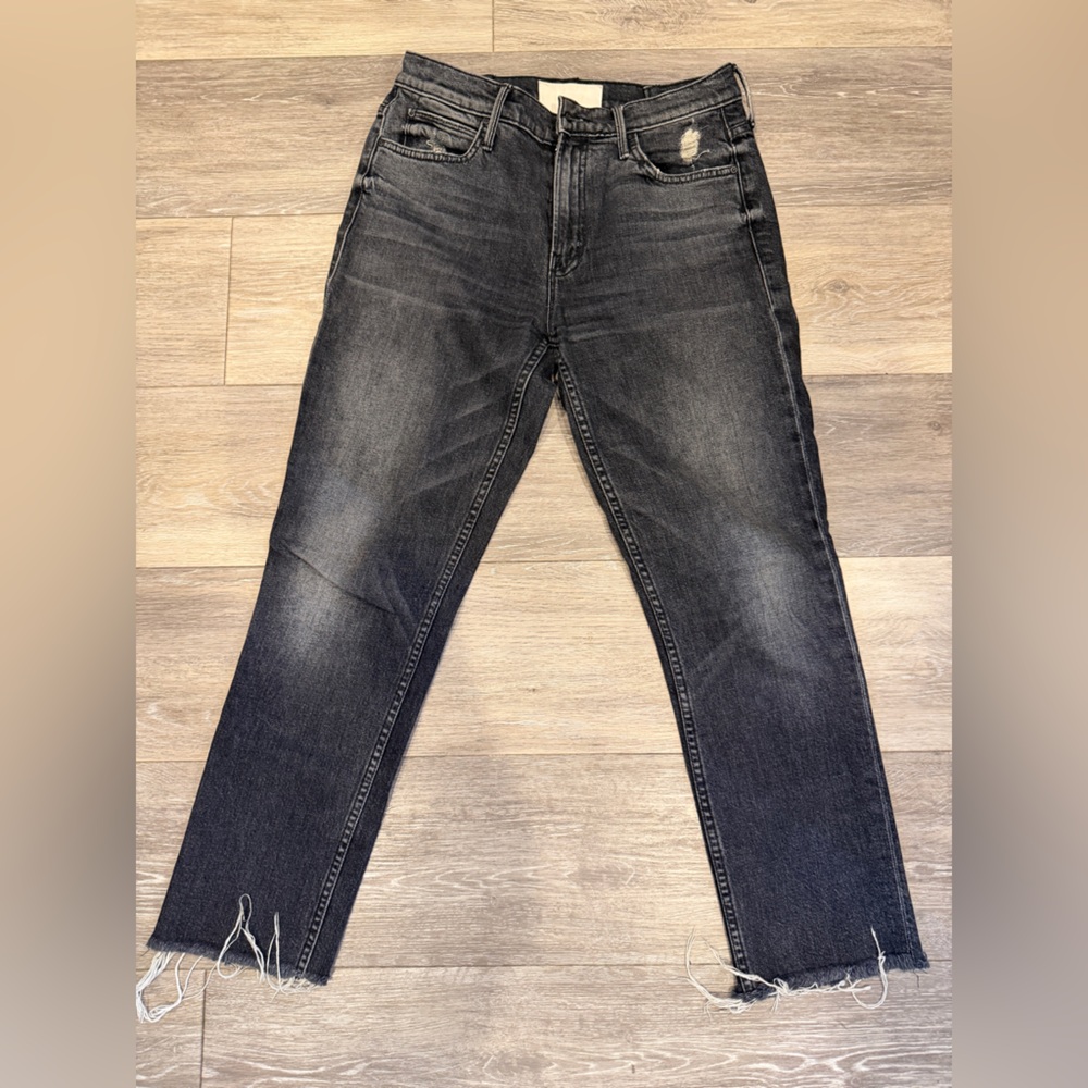 MOTHER Womens The Flirt Chew Distressed Washed Black Of Cats And Kings Jeans 28